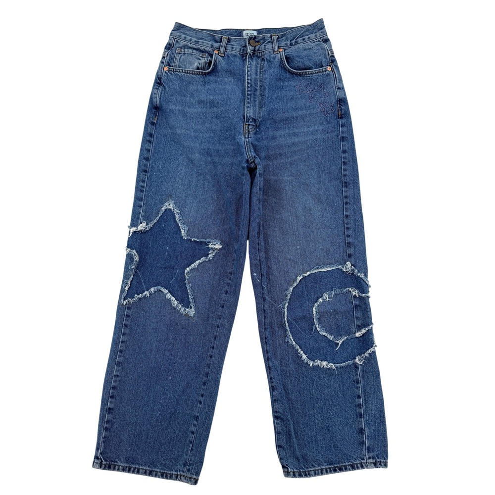 BDG Urban Outfitters Celestial Star Moon Baggy Jeans Blue Denim 29 Y2K Wide Leg